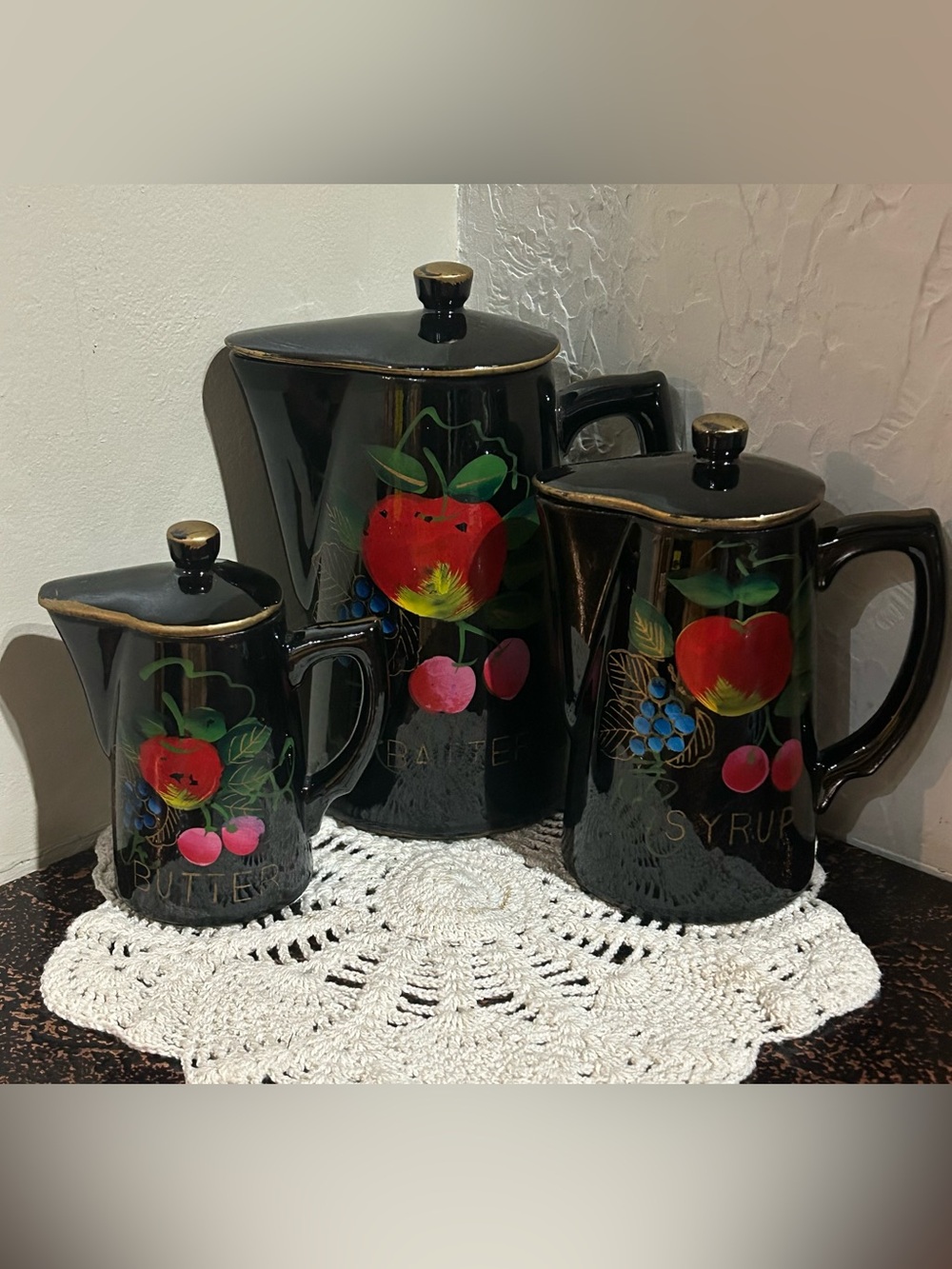 Vintage Japanese Redware Breakfast 3 Piece Set – Pitcher, Syrup & Butter